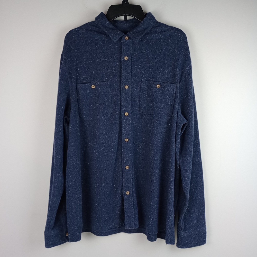 George Mens XL Blue Long Sleeve 2 Pocket Cotton Stretch Casual Button Down Shirt